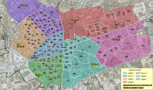 Mapa districtes al nucli urbà.